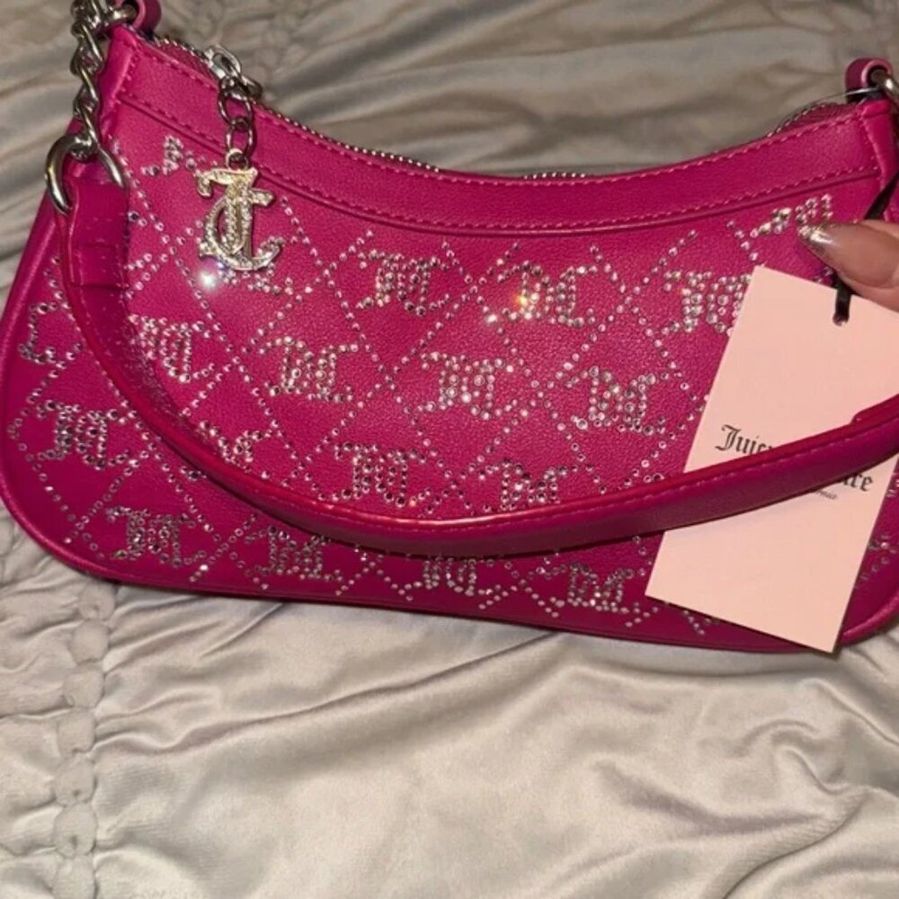 NWT Juicy Couture Medium Bling Hot Pink Purse - Picture 2 of 2